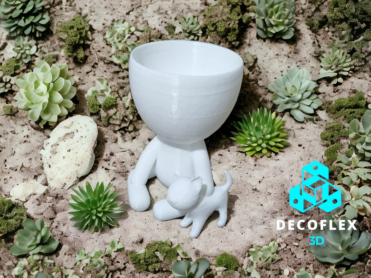 Maceta Decorativa DecoFlexito Sentado Con Gato