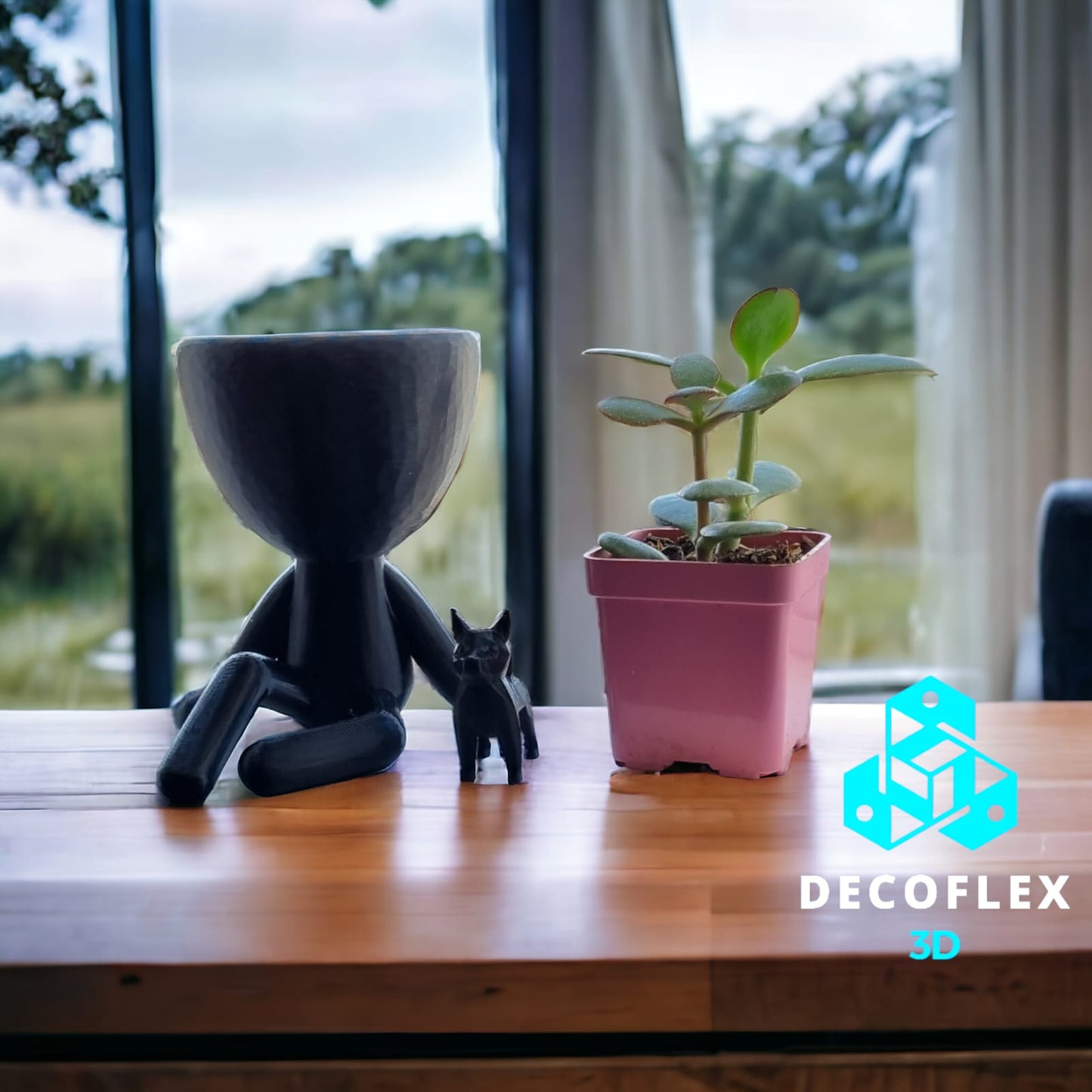 Maceta Decorativa DecoFlexito Sentado con Perro