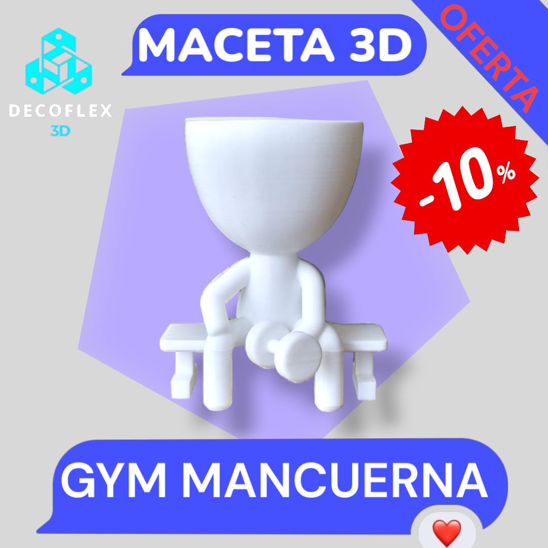 Maceta Decorativa DecoFlexito Entrenando Gym Mancuerna