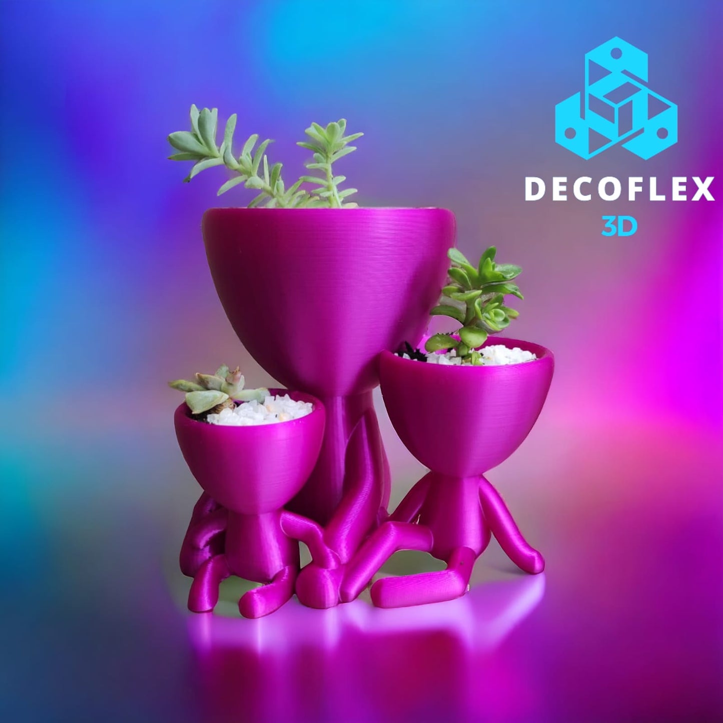 Maceta Decorativa DecoFlexito Mama Con Dos Hijos Sentados