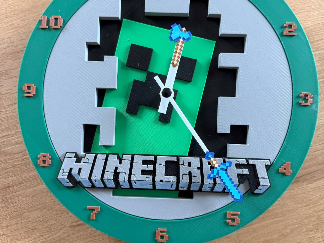 Reloj de Pared Minecraft Impreso en 3D ⛏️🟩