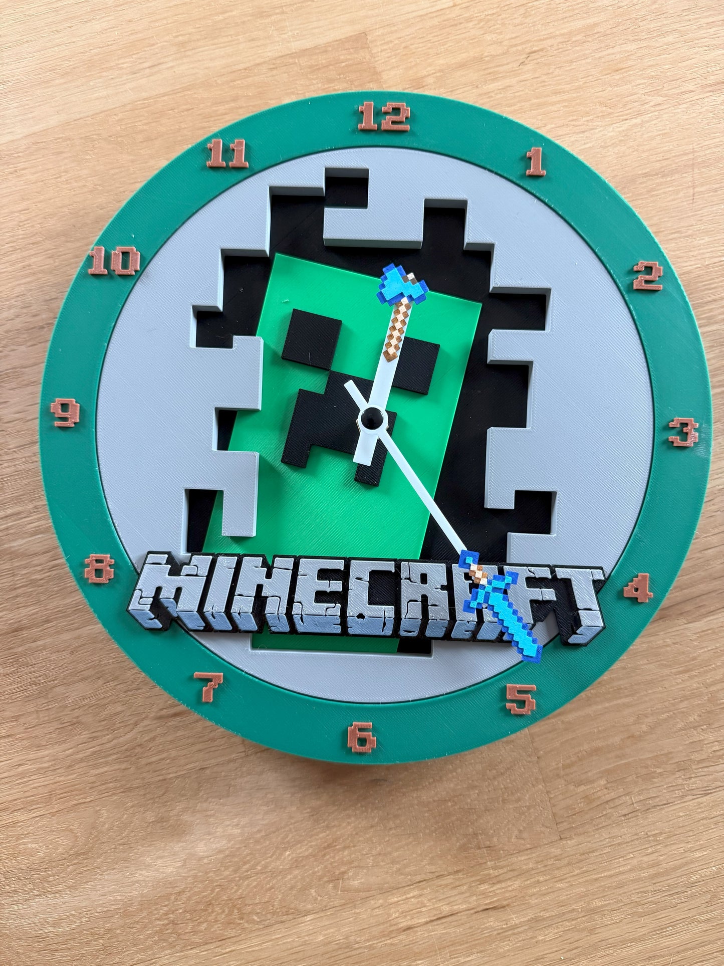 Reloj de Pared Minecraft Impreso en 3D ⛏️🟩
