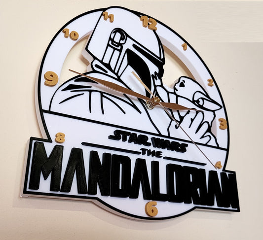 Reloj de Pared The Mandalorian Impreso en 3D 🌌⚔️