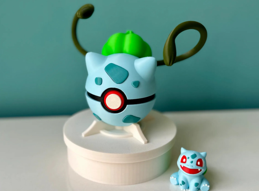 Pokebola Bulbasaur + Pokemon + Base fija