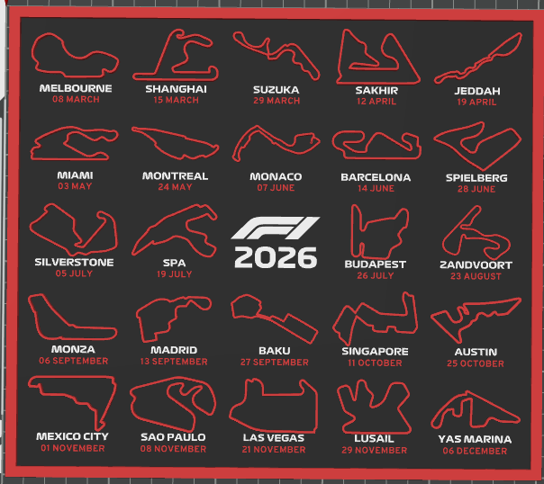 2026 Formula 1 Calendario F1