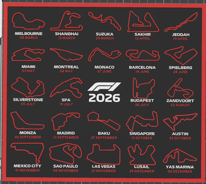 2026 Formula 1 Calendario F1