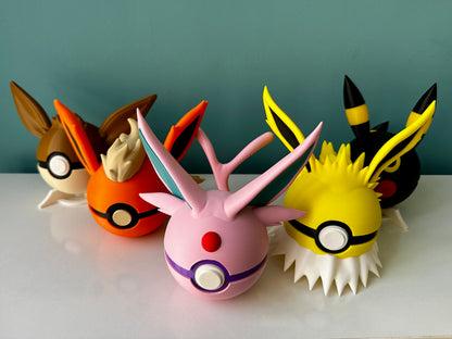 Pokebolas Eevee y Evoluciones + Pokemon + Base fija