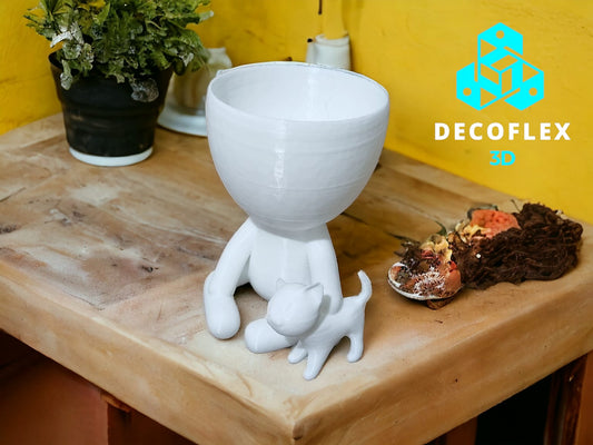 Maceta Decorativa DecoFlexito Sentado Con Gato