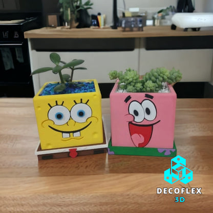 Maceta Decorativas DecoFlexitos Combo Bob Esponja y Patricio Color