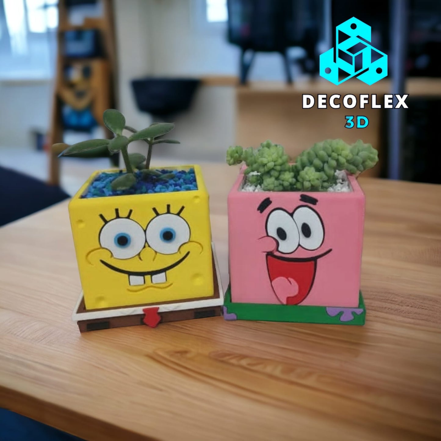 Maceta Decorativas DecoFlexitos Combo Bob Esponja y Patricio Color