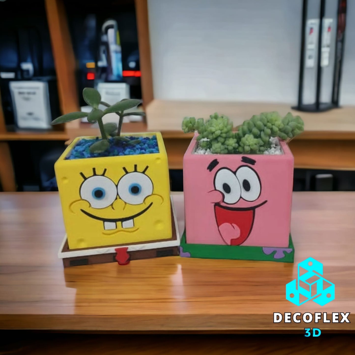 Maceta Decorativas DecoFlexitos Combo Bob Esponja y Patricio Color