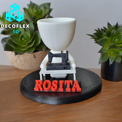 Maceta Decorativa DecoFlexito Cosedora con Nombre Personalizable