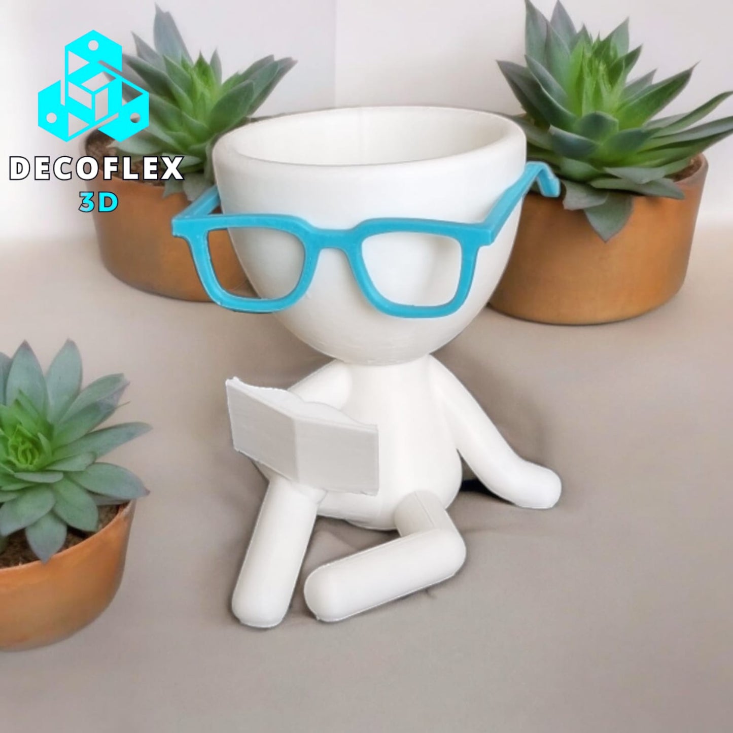 Maceta Decorativa DecoFlexito Lector con Gafas